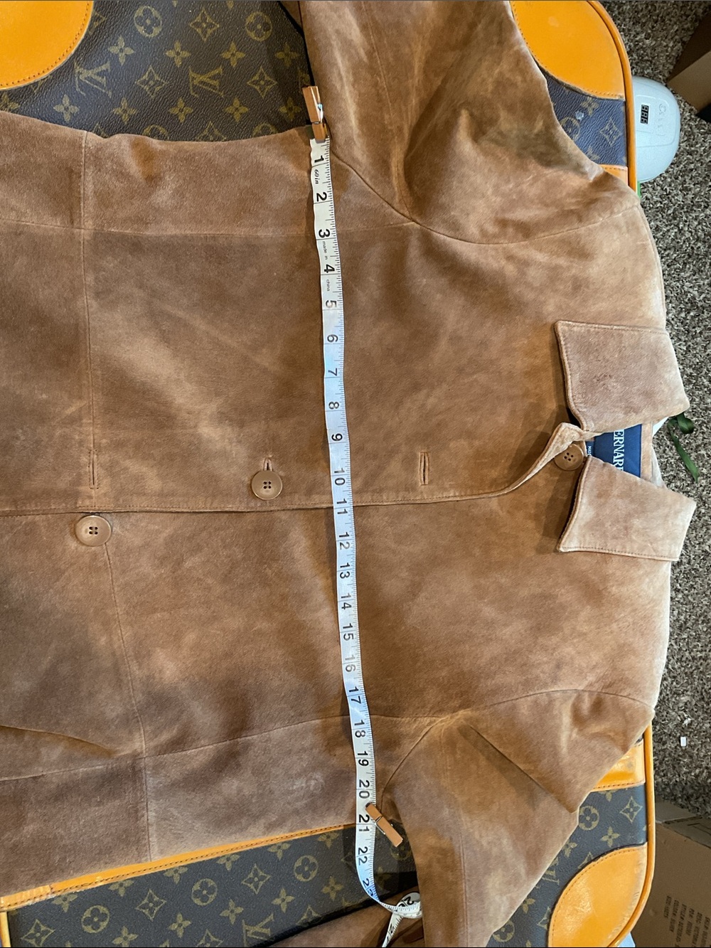 Bernardo Suede Button-Front Jacket in Camel Brown - Picture 7 of 9